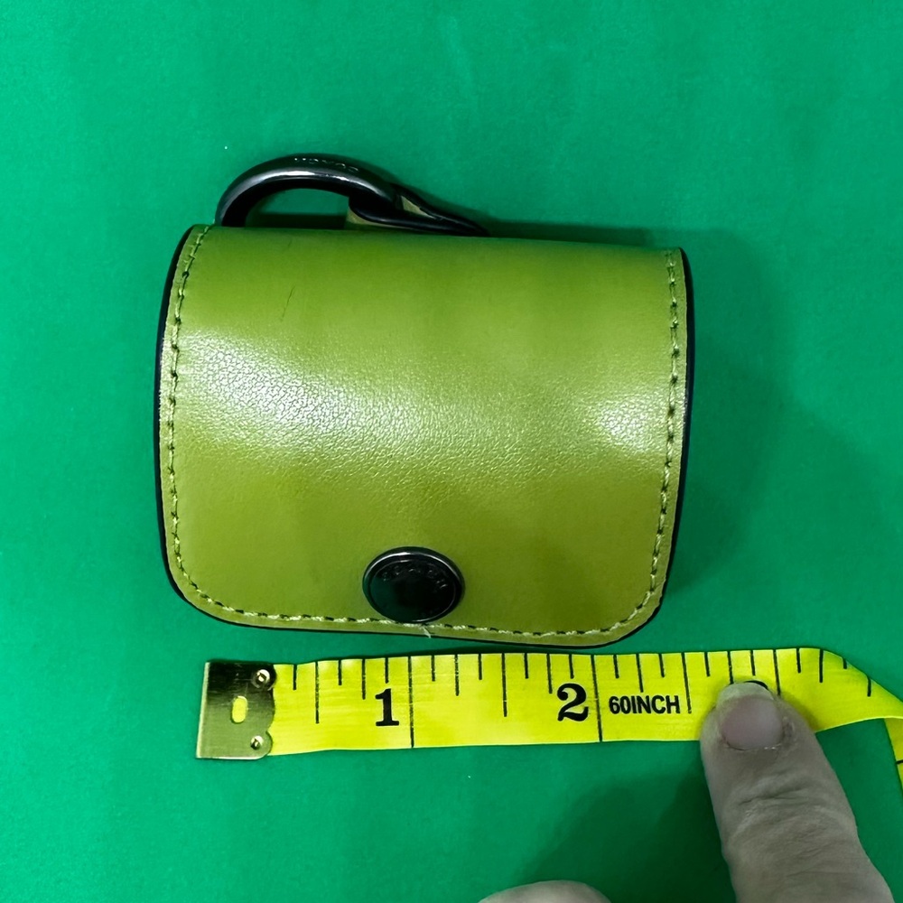 Coach Green Leather Snap Mini Pouch for early gen Apple AirPods 1st or 2nd. - Picture 6 of 10